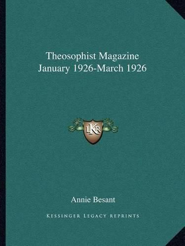 Cover image for Theosophist Magazine January 1926-March 1926