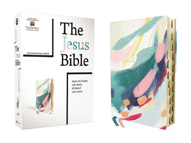 Cover image for The Jesus Bible Artist Edition, NIV, Leathersoft, Multi-color/Teal, Thumb Indexed, Comfort Print