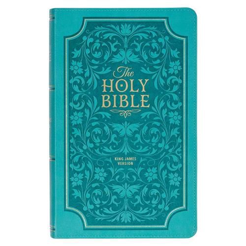 Cover image for KJV Holy Bible, Giant Print Standard Size Faux Leather Red Letter Edition - Thumb Index & Ribbon Marker, King James Version, Teal Floral