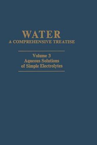 Cover image for Aqueous Solutions of Simple Electrolytes