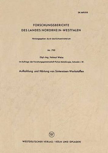 Cover image for Aufkohlung Und Hartung Von Sintereisen-Werkstoffen