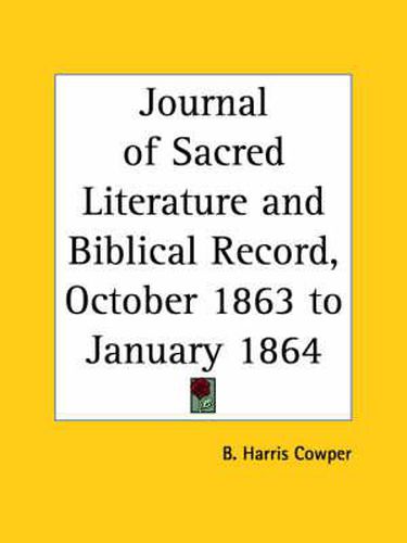 Cover image for Journal of Sacred Literature and Biblical Record (October 1863-January 1864)