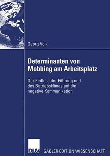 Cover image for Determinanten Von Mobbing am Arbeitsplatz