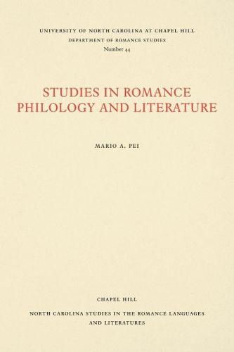 Cover image for Studies in Romance Philology and Literature