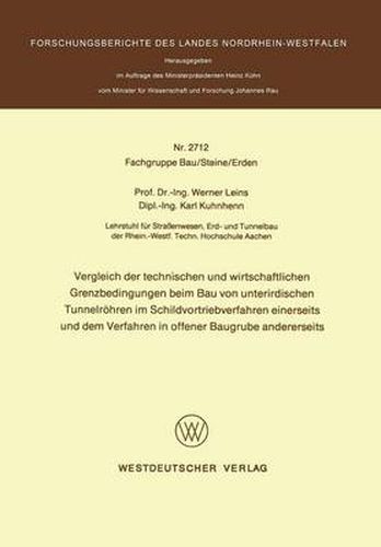 Cover image for Vergleich Der Technischen Und Wirtschaftlichen Grenzbedingungen Beim Bau Von Unterirdischen Tunnelroehren Im Schildvortriebverfahren Einerseits Und Dem Verfahren in Offener Baugrube Andererseits