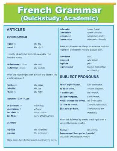 Cover image for French Grammar: Quick Study Academic