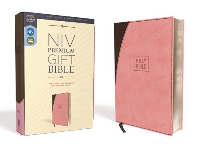 Cover image for NIV, Premium Gift Bible, Leathersoft, Pink/Brown, Red Letter, Comfort Print: The Perfect Bible for Any Gift-Giving Occasion