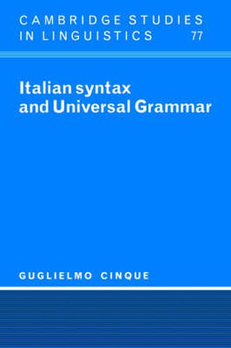 Cover image for Italian Syntax and Universal Grammar