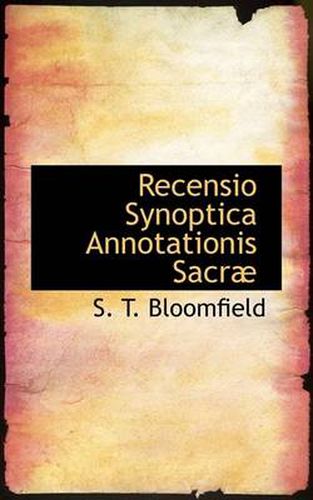 Cover image for Recensio Synoptica Annotationis Sacr