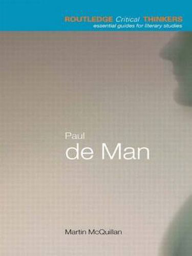 Cover image for Paul de Man