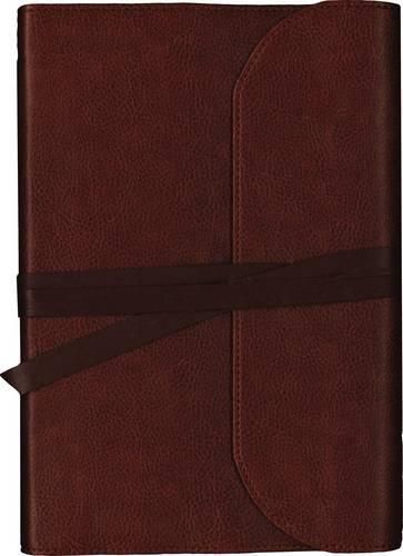 Cover image for NKJV, Journal the Word Bible, Large Print, Premium Leather, Brown, Red Letter: Reflect on Your Favorite Verses