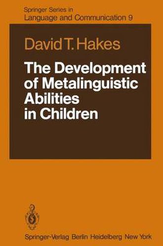 Cover image for The Development of Metalinguistic Abilities in Children