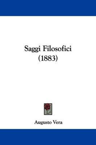 Cover image for Saggi Filosofici (1883)