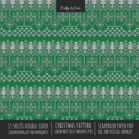 Cover image for Christmas Pattern Scrapbook Paper Pad 8x8 Decorative Scrapbooking Kit for Cardmaking Gifts, DIY Crafts, Printmaking, Papercrafts, Green Knit Ugly Sweater Style