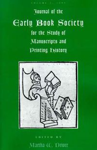 Cover image for Journal of the Early Book Society: For the Study of Manuscripts and Printing History