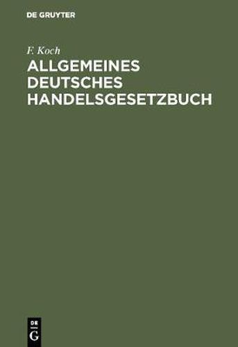 Cover image for Allgemeines deutsches Handelsgesetzbuch