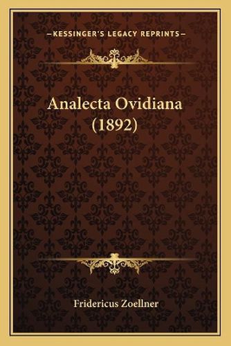 Cover image for Analecta Ovidiana (1892)