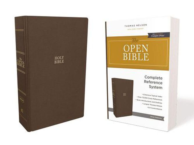 The KJV, Open Bible, Hardcover, Brown, Red Letter, Comfort Print: Complete Reference System