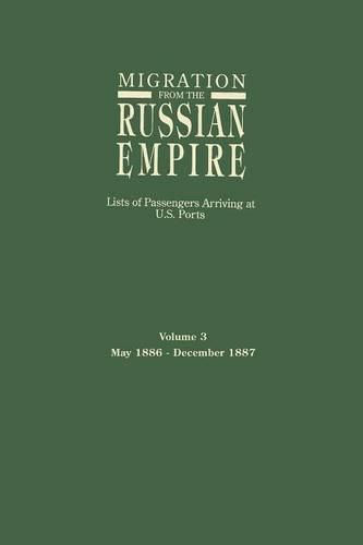 Cover image for Migration from the Russian Empire: Lists of Passengers Arriving at U.S. Ports. Volume 3: May 1886-December 1887