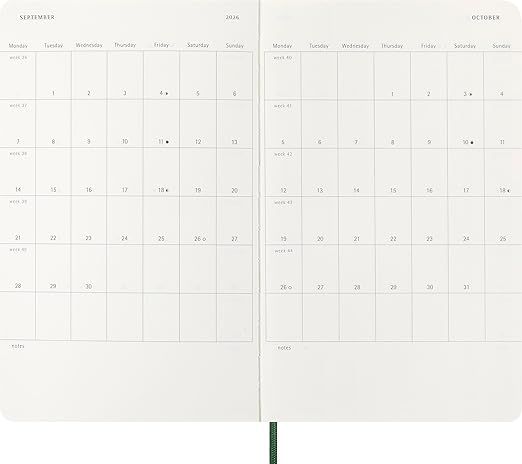 Myrtle Green Softcover Large Daily Moleskine 2026 Diary