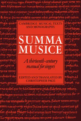 Cover image for Summa Musice: A Thirteenth-Century Manual for Singers