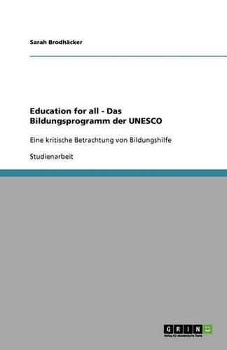 Cover image for Education for all - Das Bildungsprogramm der UNESCO