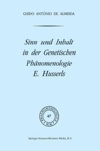 Cover image for Sinn Und Inhalt in Der Genetischen Phanomenologie E. Husserls