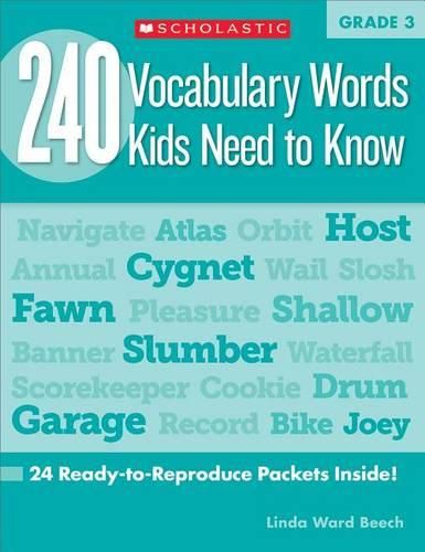 Cover image for 240 Vocabulary Words Kids Need to Know: Grade 3: 24 Ready-To-Reproduce Packets Inside!