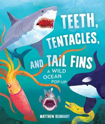 Cover image for Teeth, Tentacles, and Tail Fins: A Wild Ocean Pop-Up (Reinhart Studios) (Ocean Book for Kids, Shark Book for Kids, Nature Book for Kids)