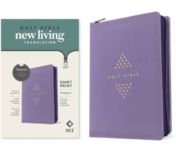 Cover image for NLT Compact Giant Print Zipper Bible, Filament-Enabled Edition (Leatherlike, Diamond Lavender, Red Letter)