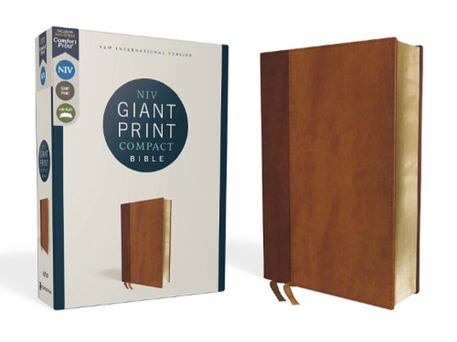 Cover image for NIV, Giant Print Compact Bible, Leathersoft, Brown, Red Letter, Comfort Print