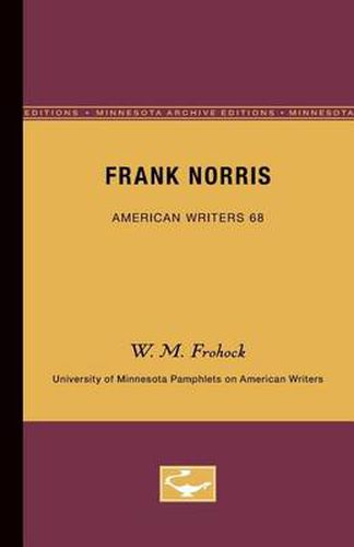 Cover image for Frank Norris - American Writers 68: University of Minnesota Pamphlets on American Writers