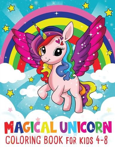 Cover image for Magical Kawaii Unicorn Coloring Book