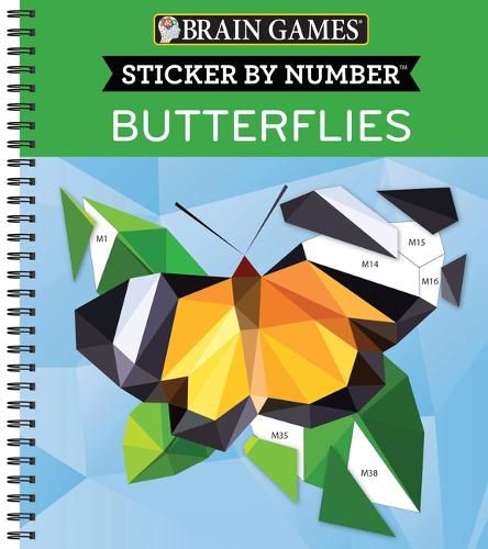 Cover image for Brain Games - Sticker by Number: Butterflies (28 Images to Sticker)