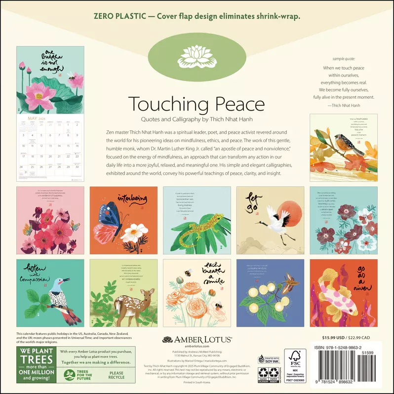 Thich Nhat Hanh 2026 Wall Calendar