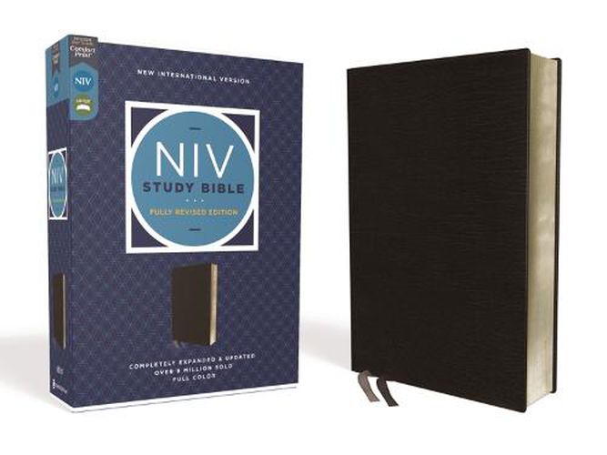 Cover image for NIV Study Bible, Fully Revised Edition, Bonded Leather, Black, Red Letter, Comfort Print