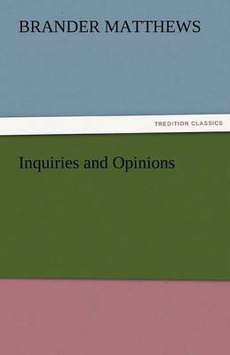 Cover image for Inquiries and Opinions