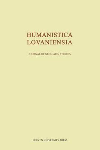 Cover image for Humanistica Lovaniensia: Journal of Neo-Latin Studies