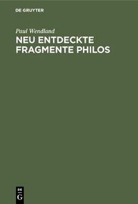 Cover image for Neu entdeckte Fragmente Philos