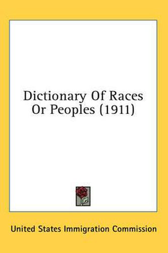 Cover image for Dictionary of Races or Peoples (1911)