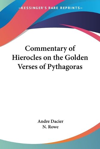 Cover image for Commentary of Hierocles on the Golden Verses of Pythagoras