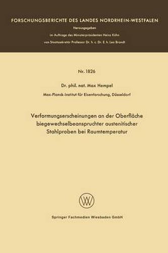 Cover image for Verformungserscheinungen an Der Oberflache Biegewechselbeanspruchter Austenitischer Stahlproben Bei Raumtemperatur