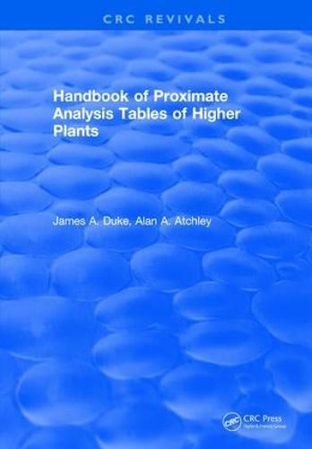 Cover image for Handbook of Proximate Analysis Tables of Higher Plants