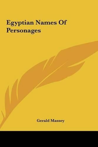Cover image for Egyptian Names of Personages