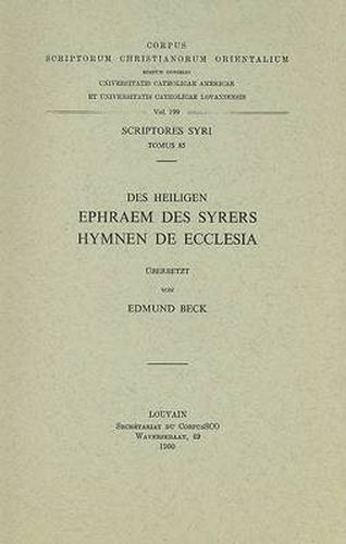 Cover image for Des Heiligen Ephraem Des Syrers Hymnen De Ecclesia: V.