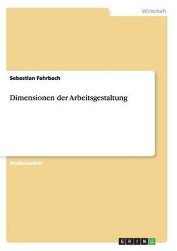 Cover image for Dimensionen der Arbeitsgestaltung