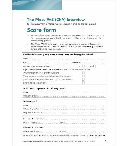 Moss-Pas (Cha): For the Assessment of Mental Health Problems in Children and Adolescents