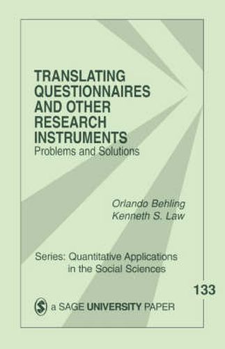 Cover image for Translating Questionnaires and Other Research Instruments: Problems and Solutions