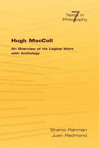 Cover image for Hugh MacColl: An Overview of His Logical Work with Anthology