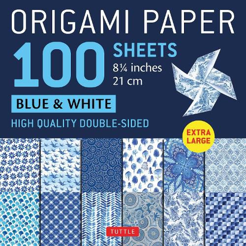 Cover image for Origami Paper 100 sheets Blue & White 8 1/4" (21 cm)